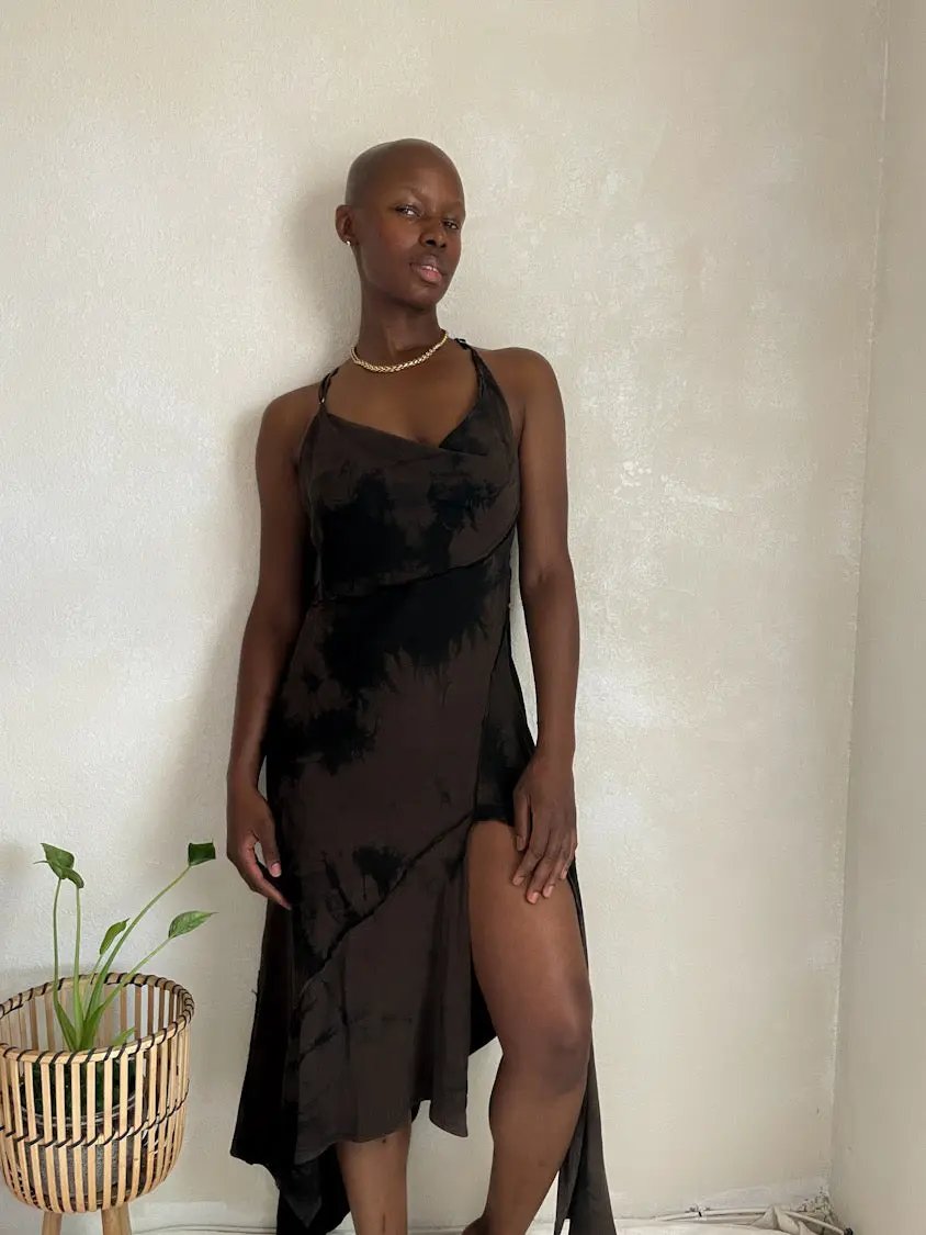 One-of- a- Kind Asymmetric Slip Tye Dye Upcycle Dress Ceres Monae
