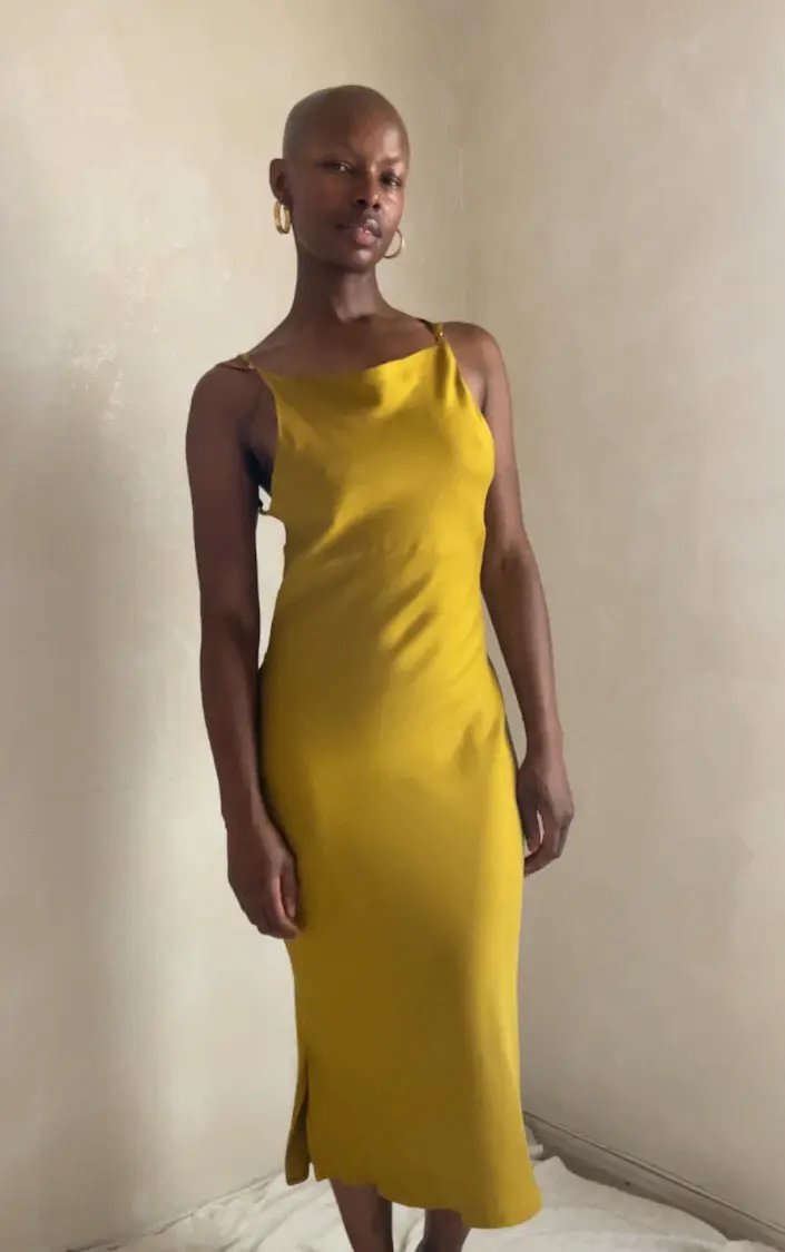 Ceres Monae | Golden Lyocell Slip Dress