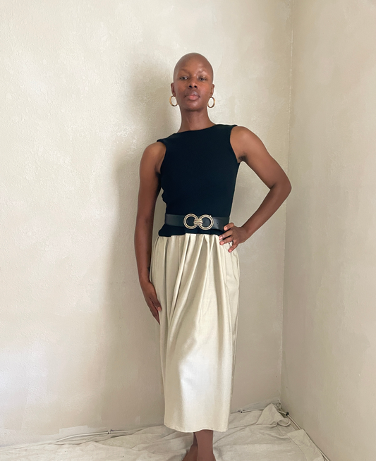 Nyxia Black Rib Knit Pleated Dress Ceres Monae