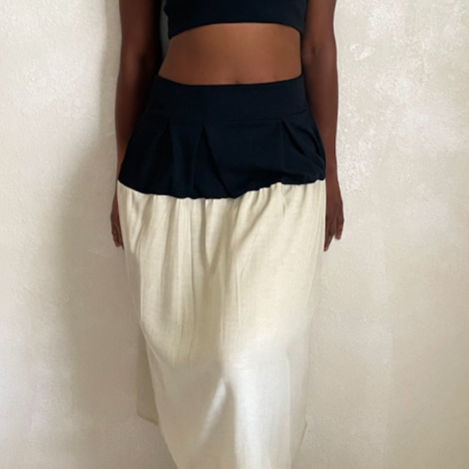 Lysandra Black and Khaki Ballon Skirt (Made to Order)