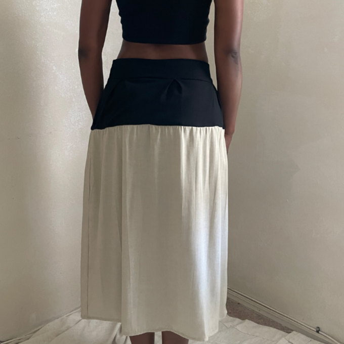 Lysandra Black and Khaki Ballon Skirt (Made to Order)