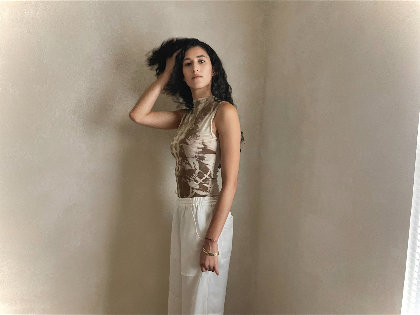 Dimitra top - creme and brown