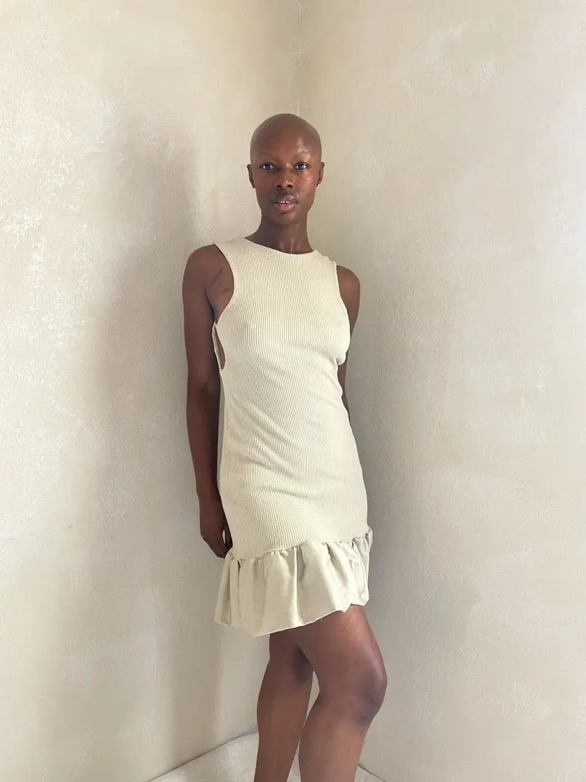 Creme Rib Knit Dress - My Store