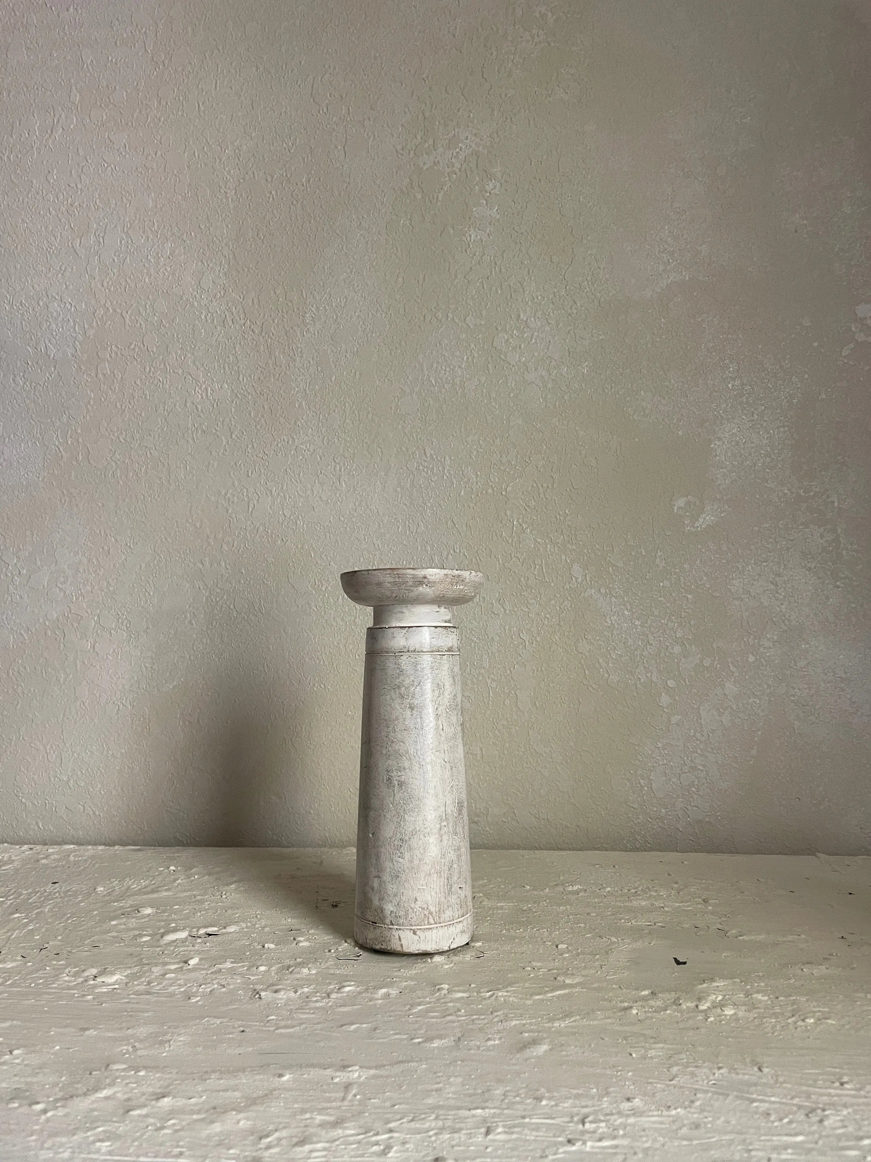 White pillar candle holder | Artisanal made 