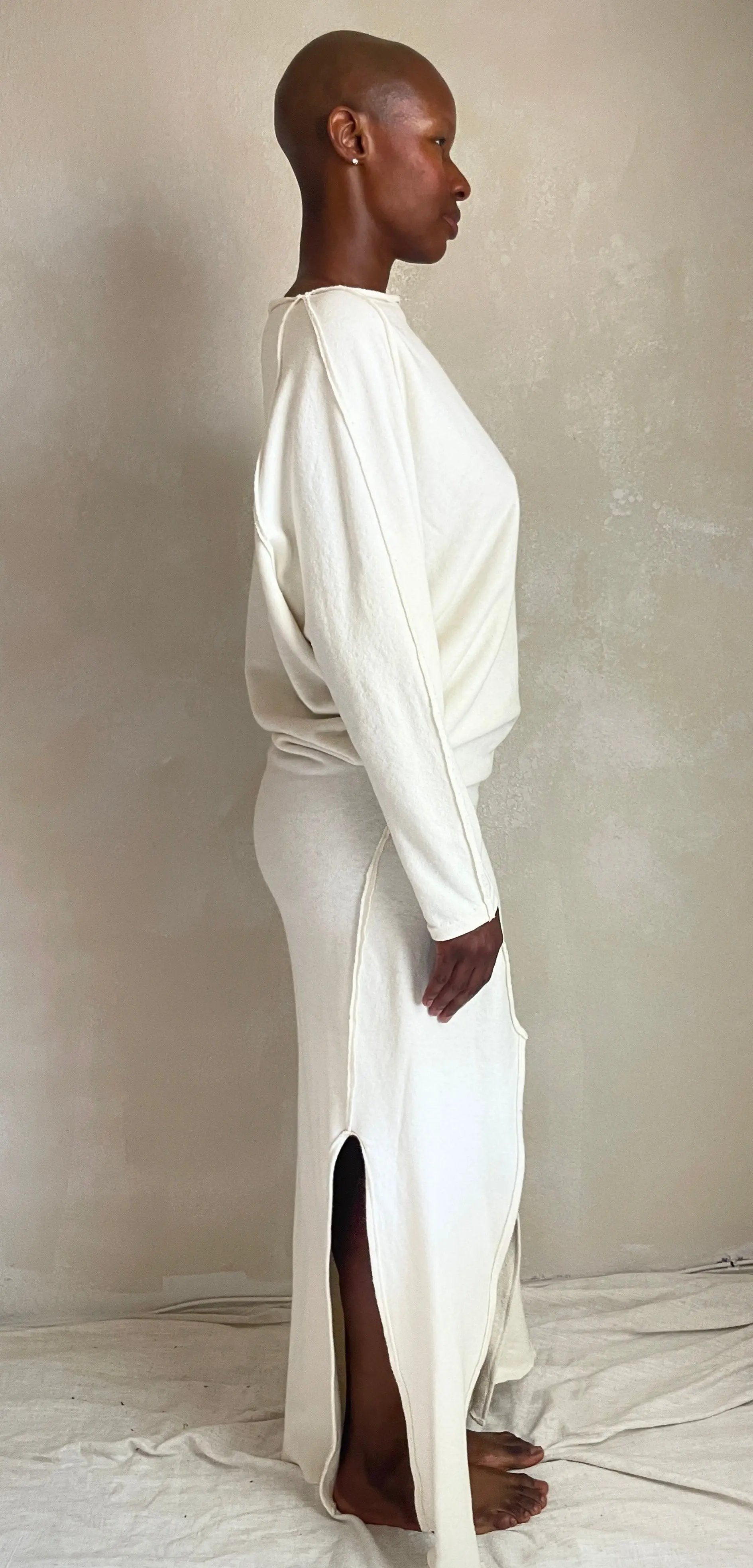 Elegant White Dress with Dolman Sleeves Elegant White Dress with Dolman Sleeves